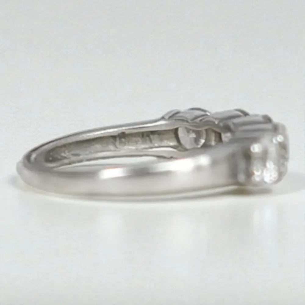 Vintage Sterling Silver CZ Three Stone Engagement Wedding Ring Size 4.75 - Picture 5 of 9